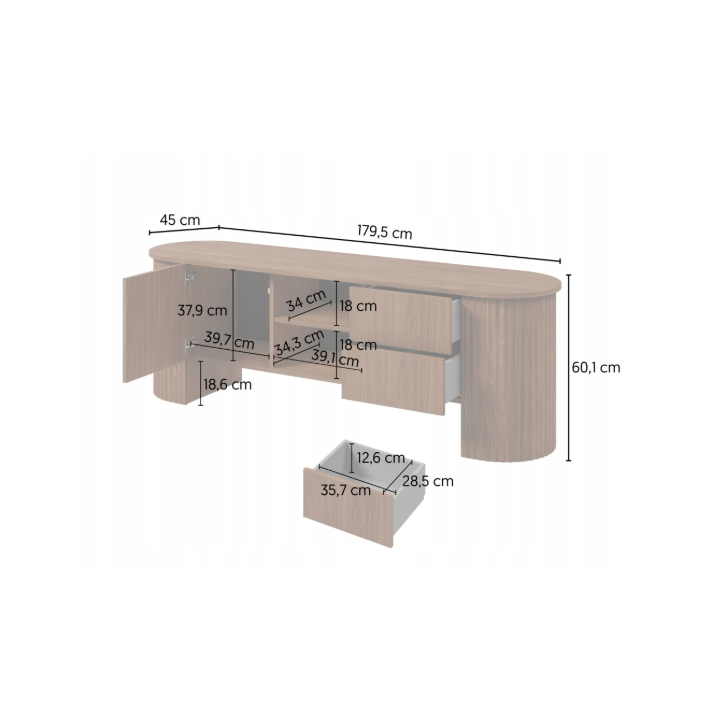 Meuble TV CAVO – 180 cm – Noyer Lincoln